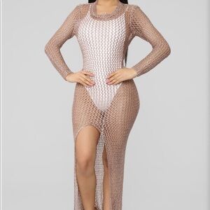 Fashion Nova Sheer Copper Dress